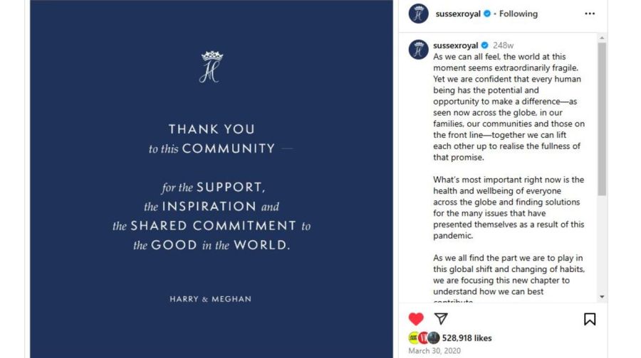 Ultimo posteo de Meghan Markle en Instagram