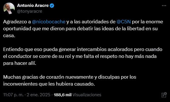 Antonio Aracre renunció a Duro de Domar en C5N