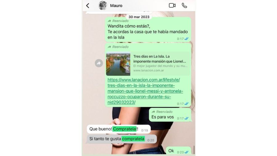 Los nuevos mensajes de Mauro Icardi que expuso Wanda Nara