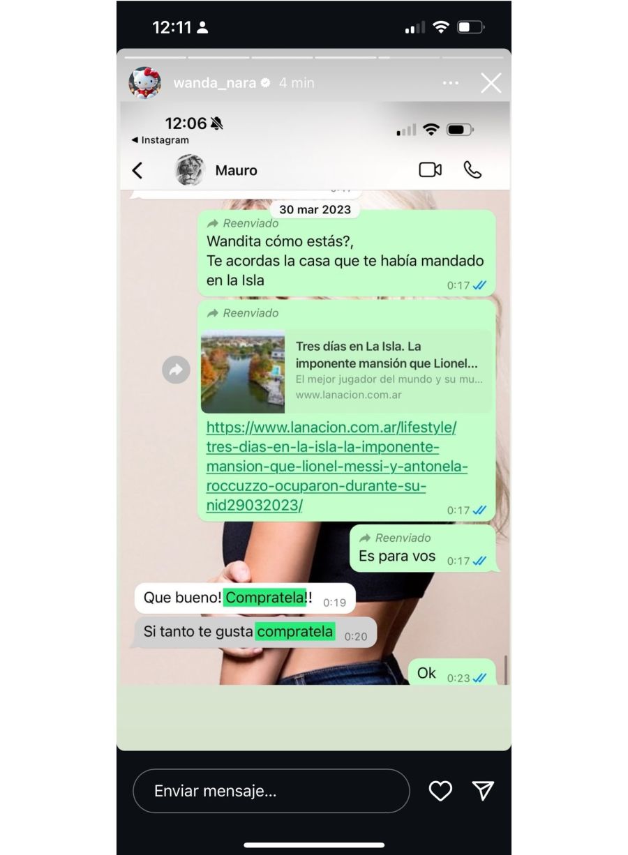 Wanda Nara filtró un chat con Mauro Icardi