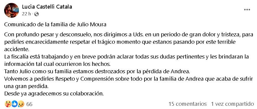 Comunicado de la familia Moura