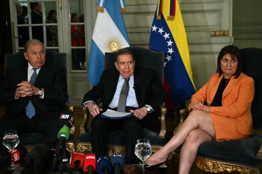 Conferencia de prensa del canciller Gerardo Werthein, Edmundo Gonzáles Urrutia y la ministra de Seguridad Patricia Bullrich