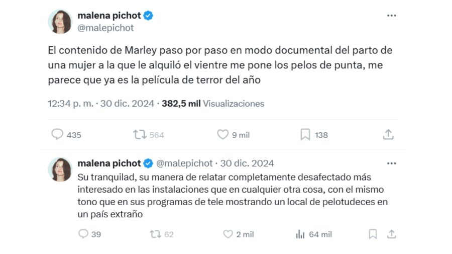 Malena Pichot criticó a Marley