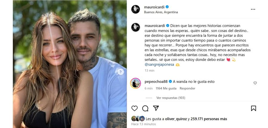 El posteo de Mauro Icardi con La China Suárez