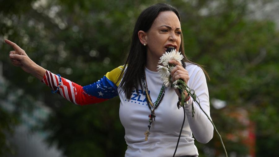 María Corina Machado en la marcha opositora a Nicolás Maduro