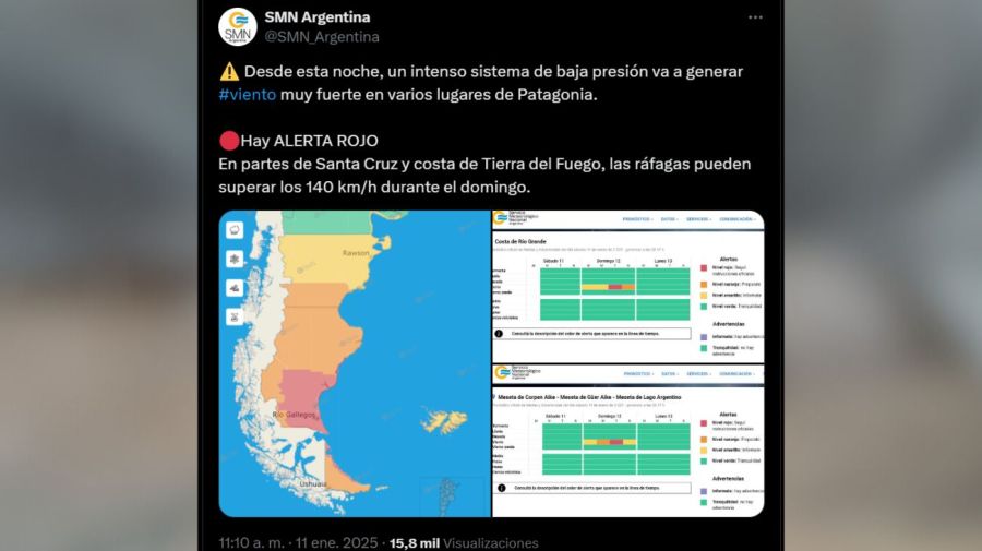 Advertencia SMN calor patagonia