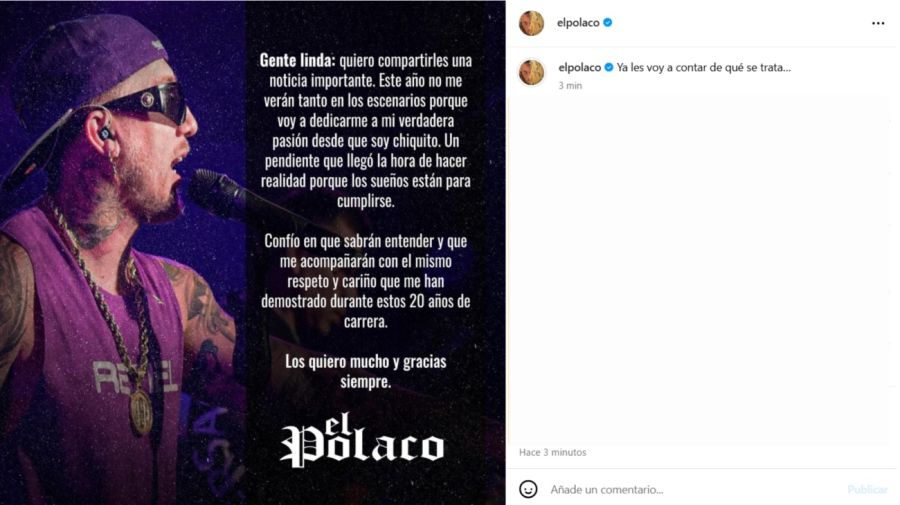 El Polaco sorprendió con un anuncio en la red