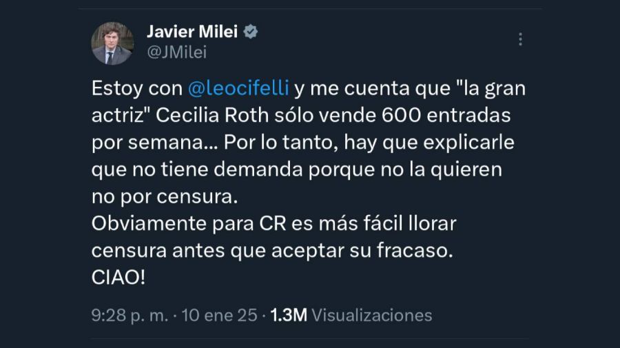 Tweet de Javier Milei