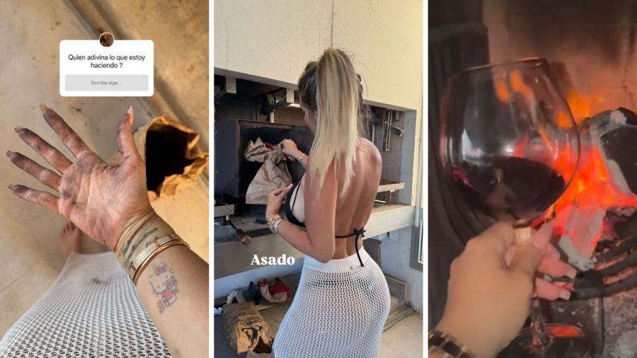 Wanda Nara cocinando asado para Maxi López