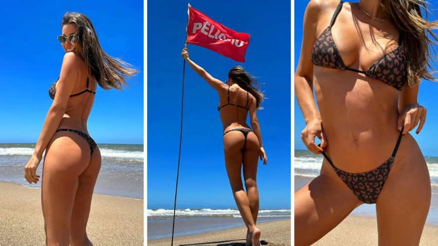 La microbikini animal print que lució Pampita en Punta del Este 