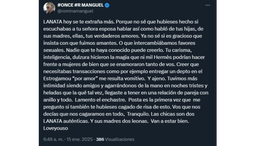 La respuesta de Romina Manguel a Elba Malcovecchio