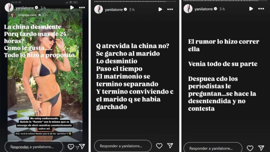 Las historias de Instagram de Yanina Latorre en donde le responde a la China