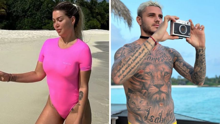 Wanda Nara y Mauro Icardi en las islas Maldivas en 2022