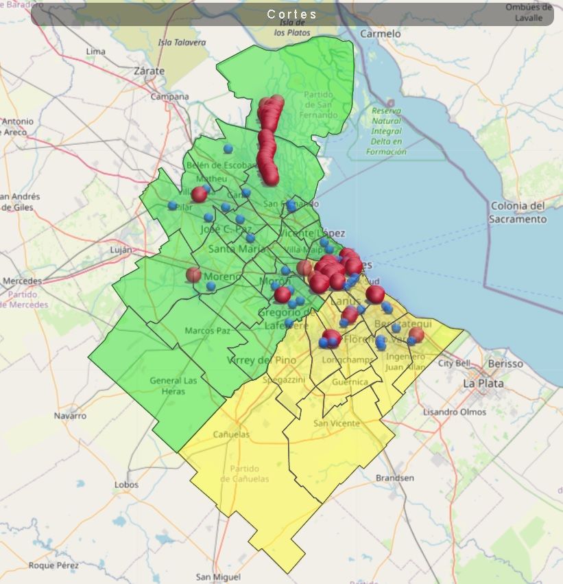 ENRE - Mapa de Cortes 17 de enero de 2025