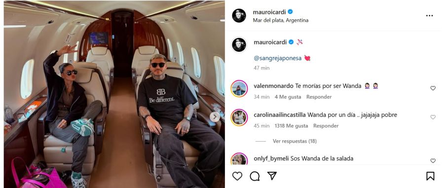 Mauro Icardi y La China Suárez de viaje