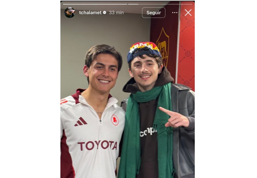 Timothée Chalamet con Paulo Dybala