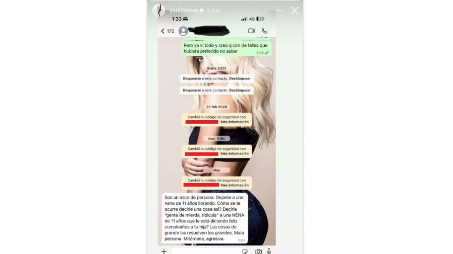 Mensaje de texto de La China contra Wanda Nara