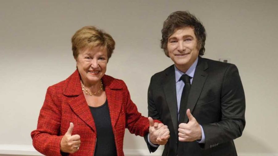 El presidente Javier Milei y la titular del Fondo Monetario Internacional (FMI), Kristalina Georgieva.