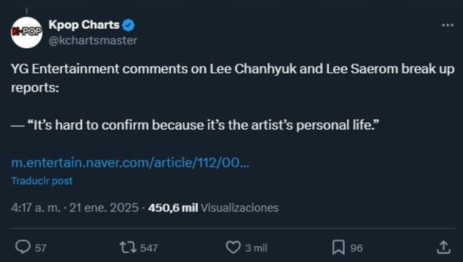 Separacion de Chanhyuk y Lee Sae Rom