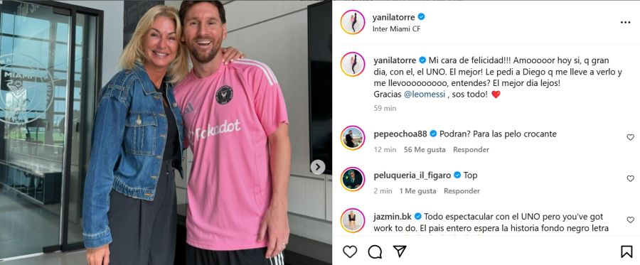 Yanina Latorre junto a Lionel Messi