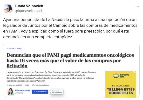 El tuit de Luana Volnovich