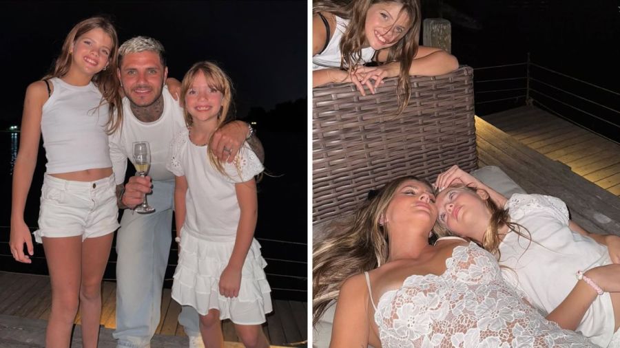 La China Suárez, Mauro Icardi, Wanda Nara, Francesca e Isabela Icardi