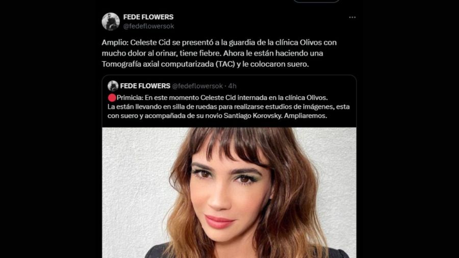 Celeste Cid internada por problemas urinarios 