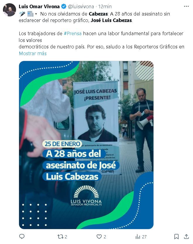 Tuit Luis Omar Vivona José Luis Cabezas