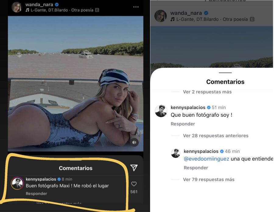 Wanda Nara publicó una foto y Kennys Palacios la comentó