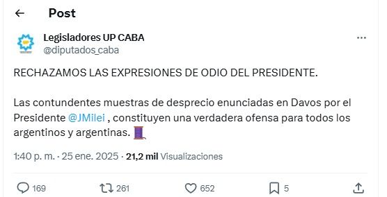 Tweet legisladores porteños uxp 1