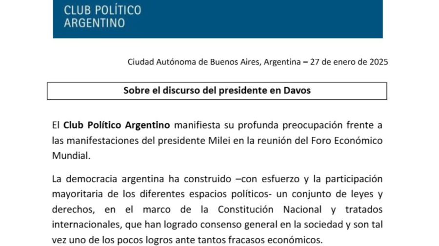 Comunicado Club Político Argentino Milei