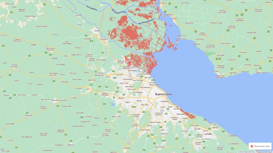 Mapa Argentina bajo el agua