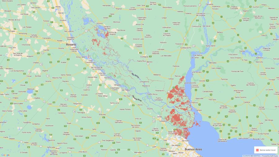 Mapa Argentina bajo el agua