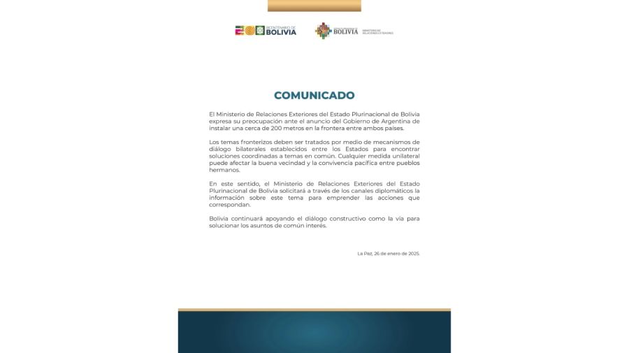 Comunicado de Bolivia