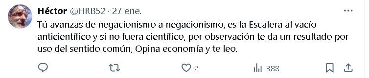 Tuits en conta de Carlos Maslatón por su posteo negacionista del cambio climático