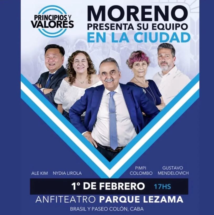 Flyer acto político de Guillermo Moreno en Parque Lezama