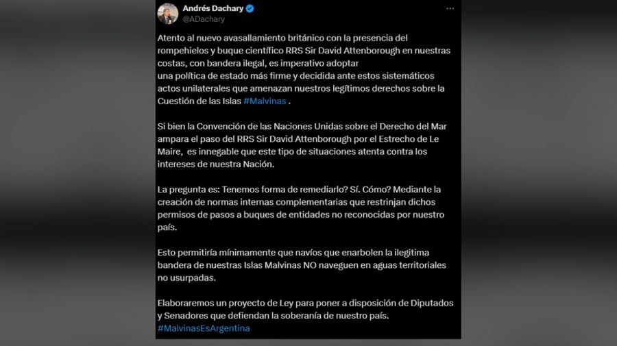 Tweet andrés dachary secretario de malvinas