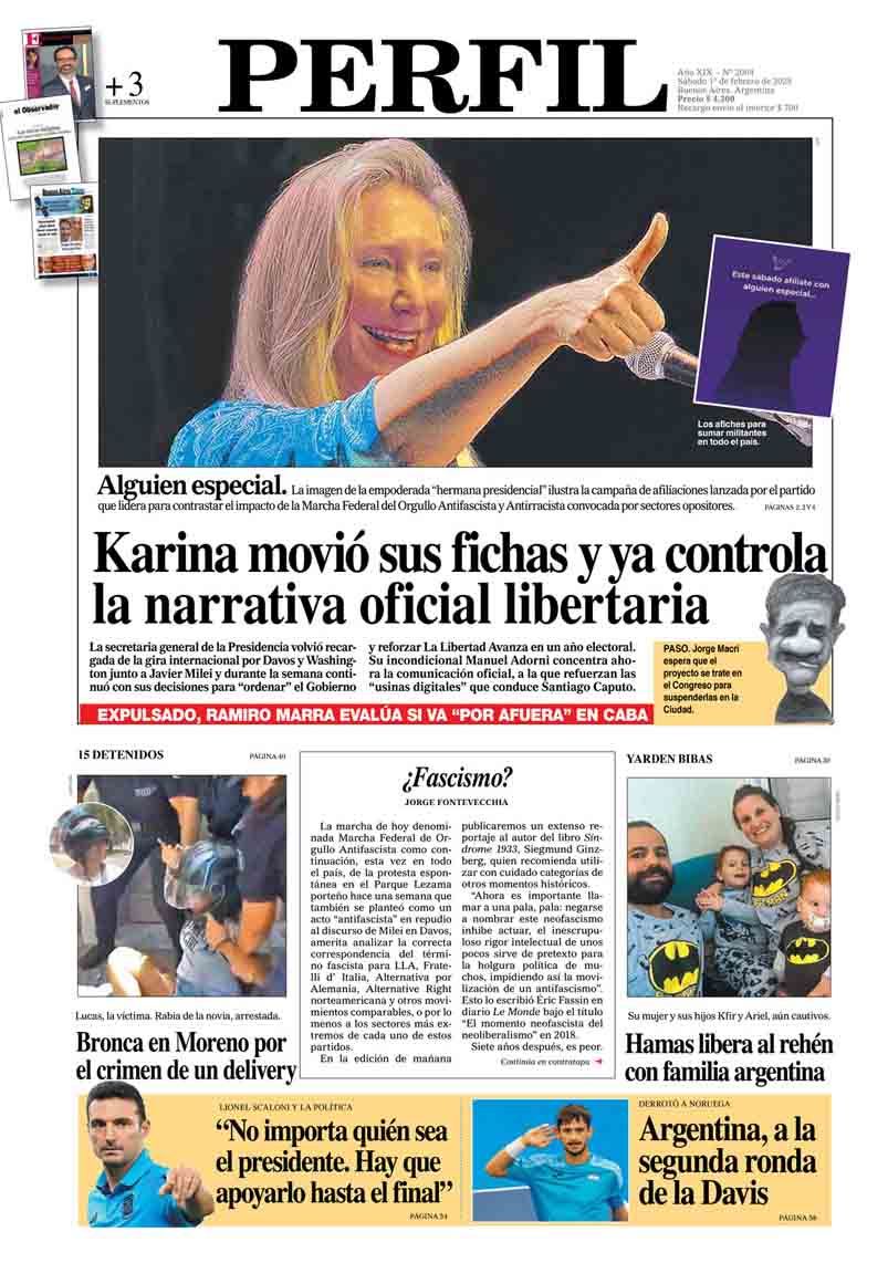 La tapa del Diario PERFIL del sábado 1° de febrero de 2025