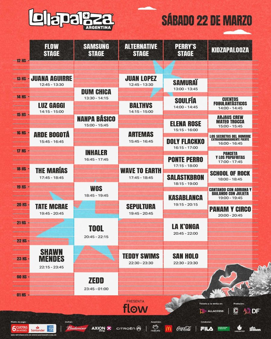 Lollapalooza Argentina 2025: horarios confirmados para la edición especial de los 10 años