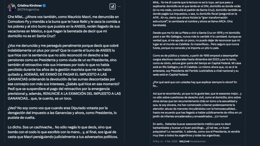 Mensaje de Cristina Fernández de Kirchner