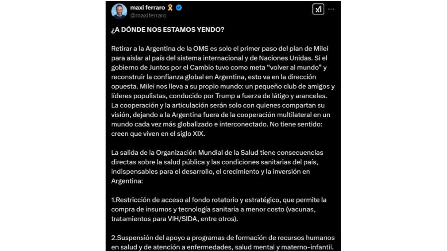 La reacción contra la decisión del Gobierno de salir de la OMS 20250205