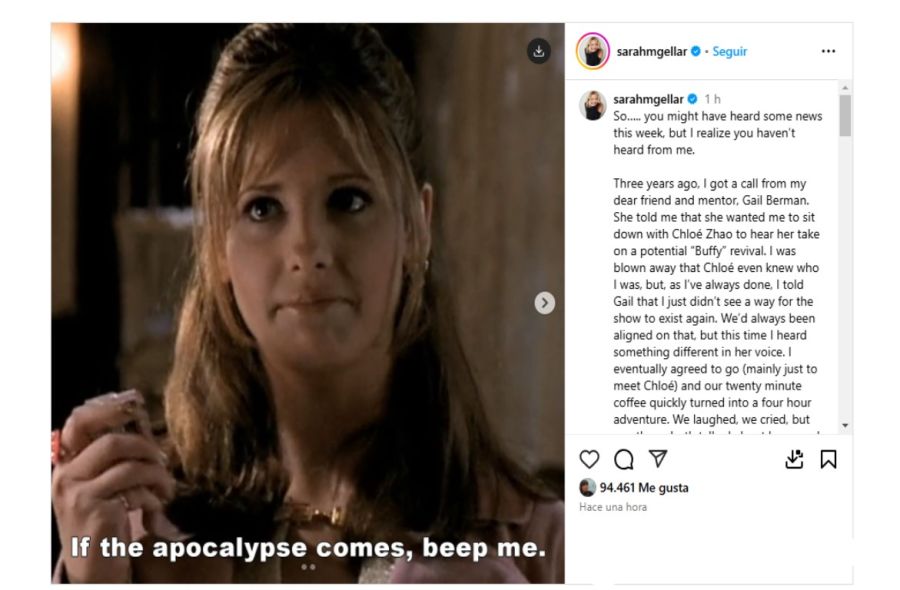 Sarah Michelle Gellar confirmó el regreso de Buffy, la cazavampiros: cómo será su rol en el reboot