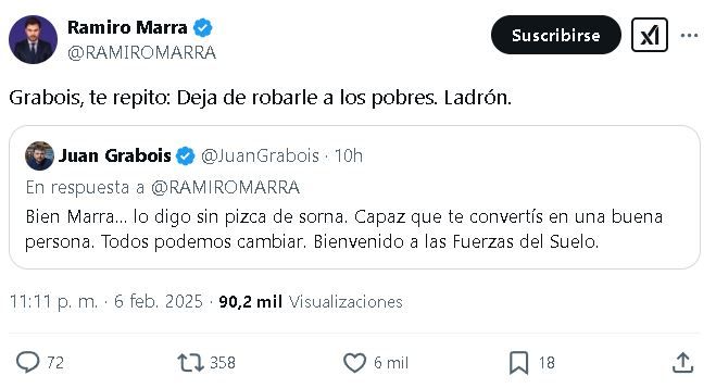 Tuit respuesta Ramiro Marra