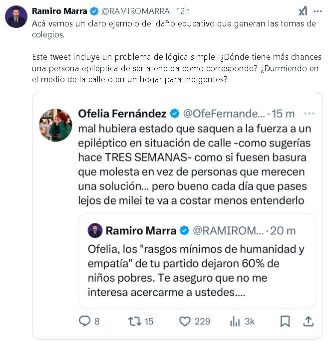 Tuit respuesta Ramiro Marra a Ofelia Fernández 2