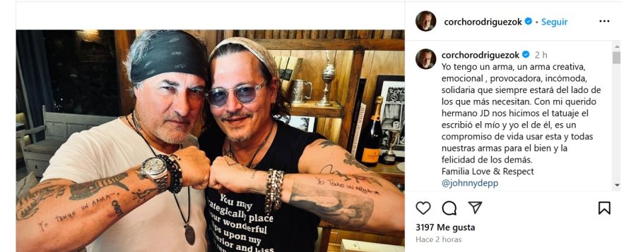 Johnny Depp se tatuó con El Corcho Rodríguez