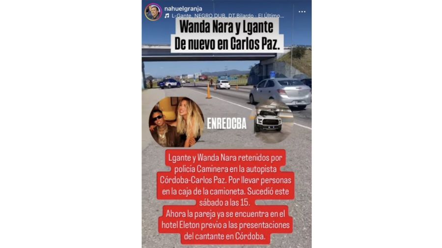 Aseguraron que Wanda Nara y L-Gante fueron demorados por la policía