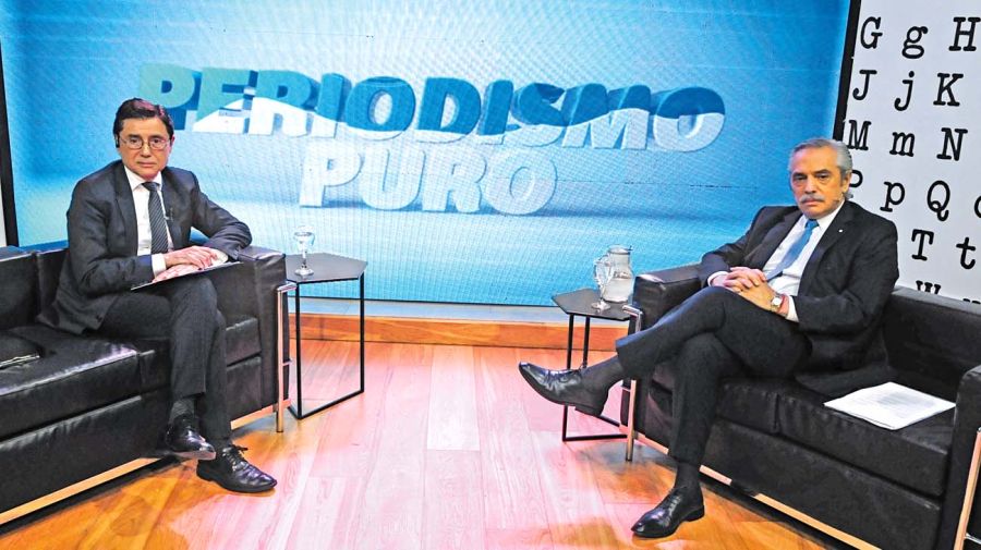 El expresidente Alberto Fernández en la entrevista con Jorge Fontevecchia.