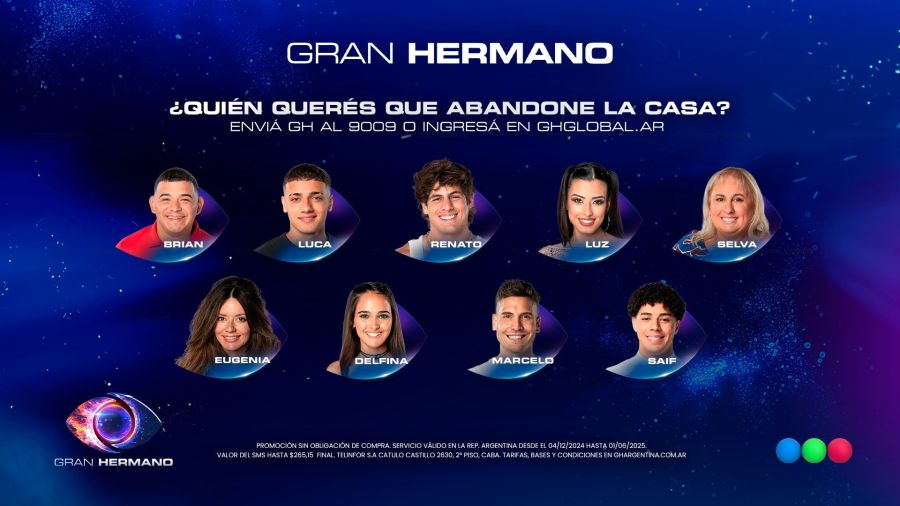 Los nominados de Gran Hermano 2025 en la gala de nominación el miércoles 12 de febrero