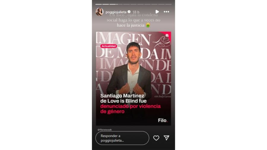 El mensaje de repudio de Juli Poggio a Santiago Martínez de Love is Blind