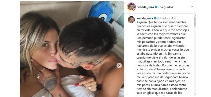 El posteo de Wanda Nara para L-Gante por San Valentín